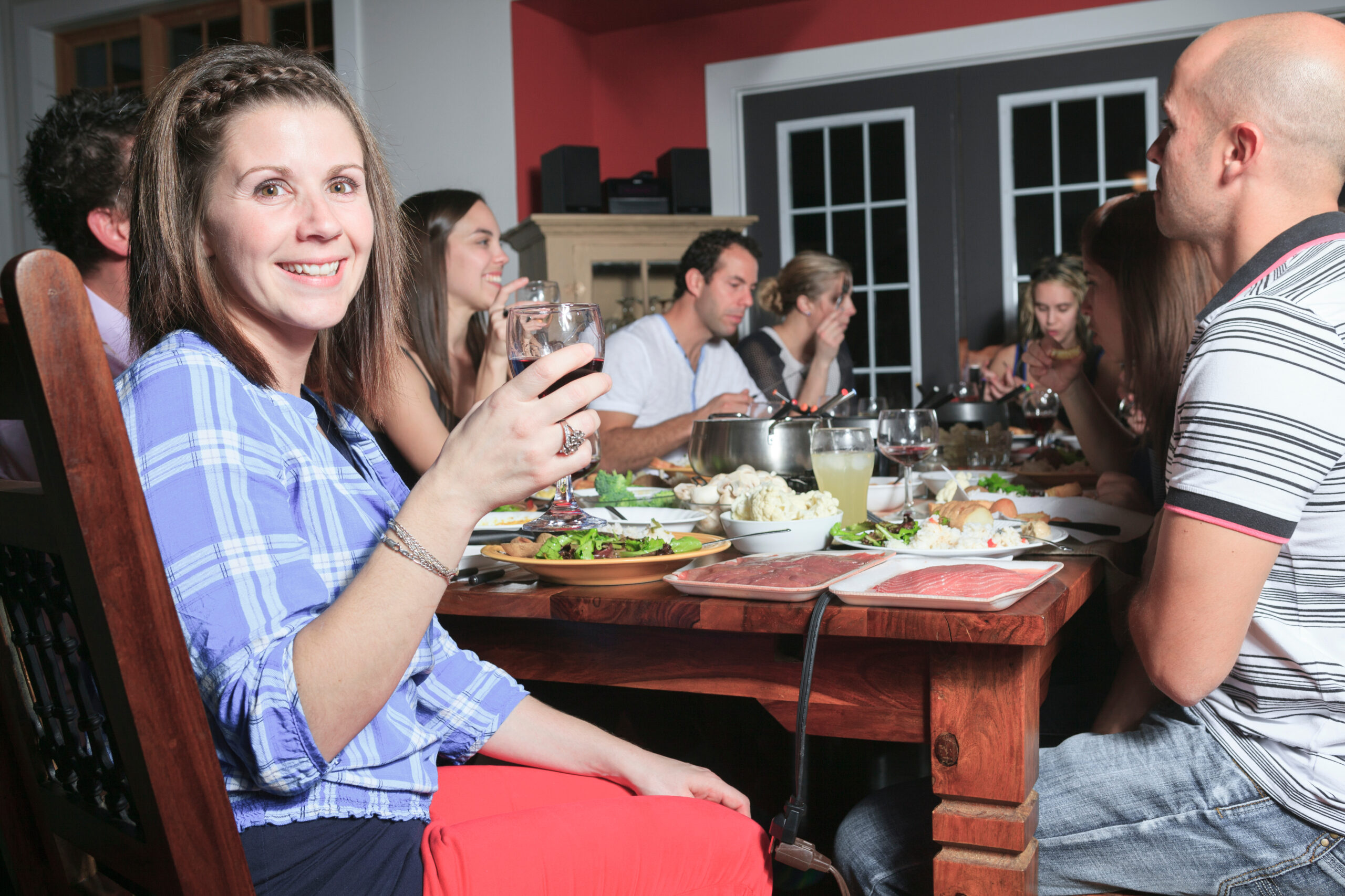 A fondue dinner with friend on a beautiful place